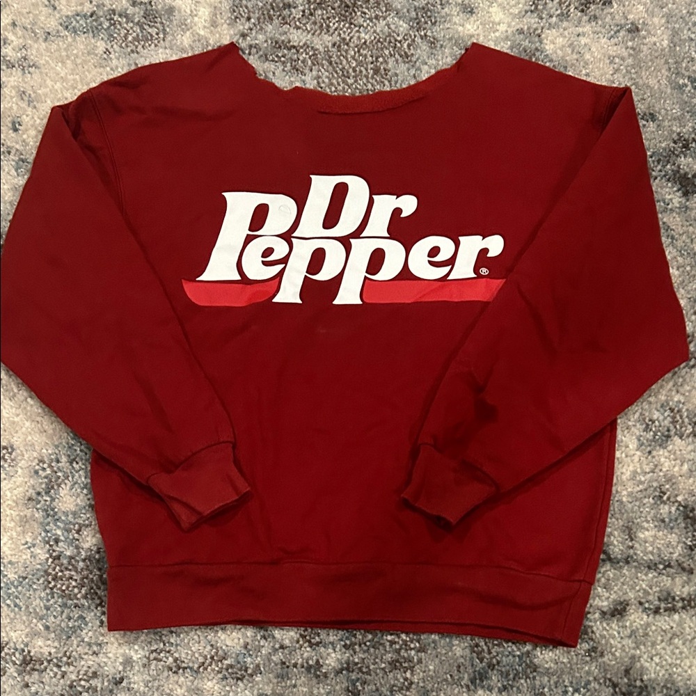 Women’s Red Off-The-Shoulder Dr.Pepper Sweatshirt